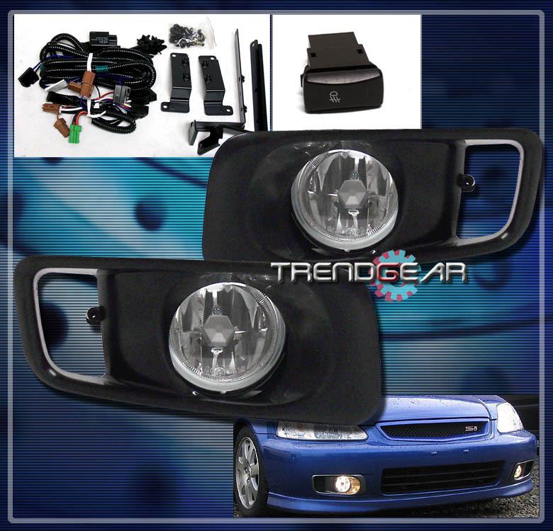 99 00 honda civic cx dx ex gx hx lx si jdm bumper driving fog lights lamp+switch