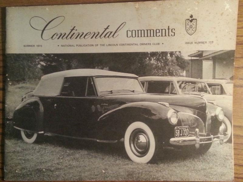 Continental comments - continental owners club - issue no. 113- summer 1973