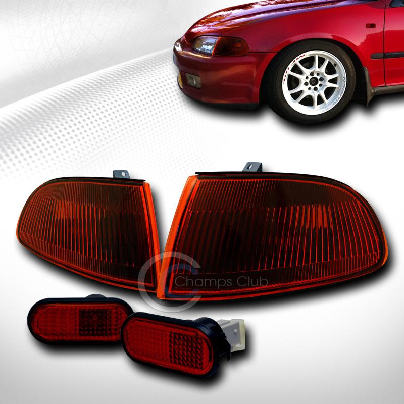 Jdm amber smoke signal corner+flat side marker fender light 92-95 honda civic 2d