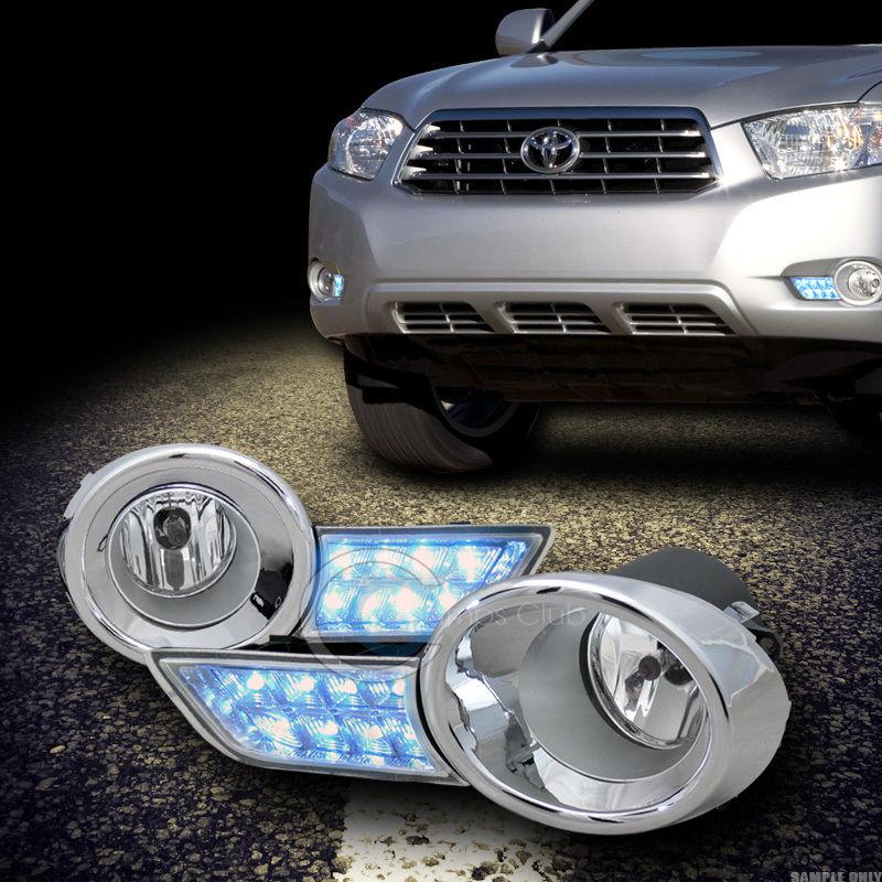 Euro chrome front bumper fog light lamp+led cover+switch 08-10 toyota highlander