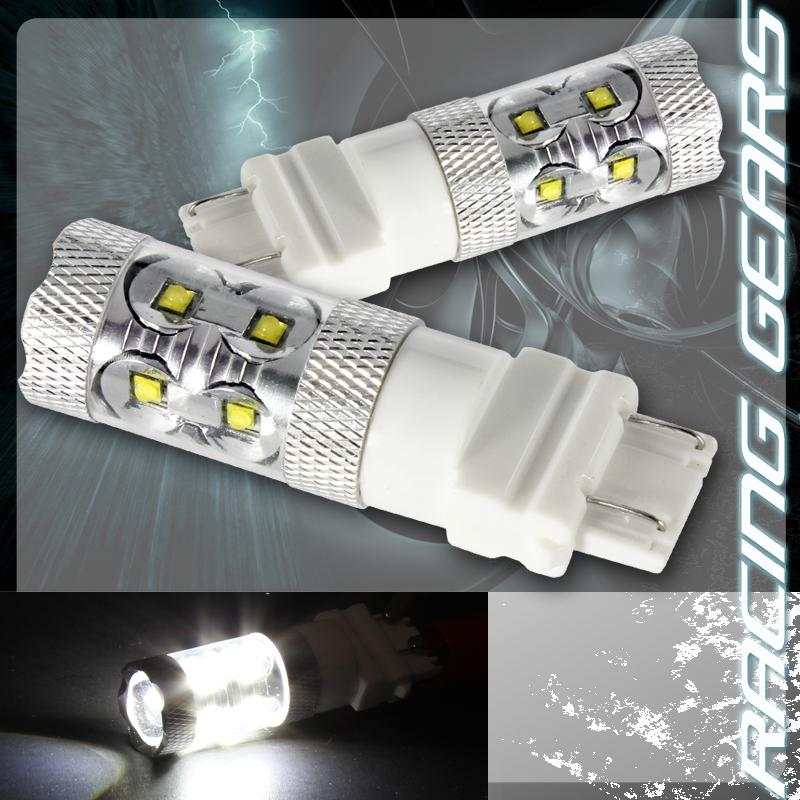 2x universal t20 wedge 50w 12v white 10 led projector reverse backup light bulbs