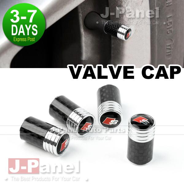 Carbon fibre metal sline wheel tire valve cap set for audi quattro rs a6 s3 etc