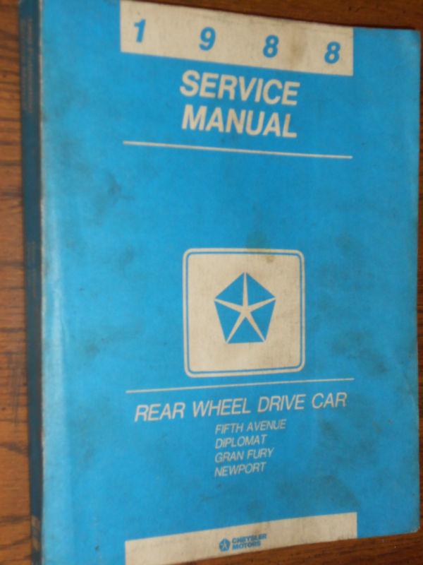 1988 plymouth chrysler dodge rwd car shop manual original mopar service book