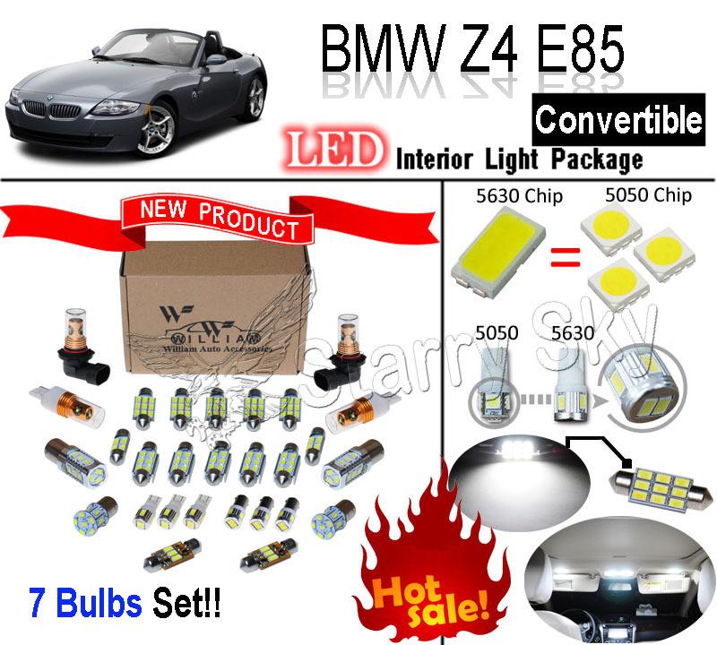 7 pcs super white 5630 led interior light package kit for bmw z4 e85 convertible