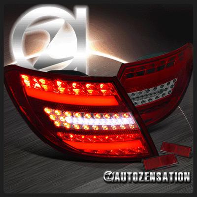 08-11 benz w204 c-class c230 c300 led red smoke tail brake lights