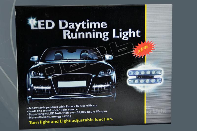 Drl led daytime running lights 12v universal fog lamps w/adjustable brackets 