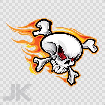 Decal sticker skull skulls flame flames fire punisher crossbones r 0500 ab4a3