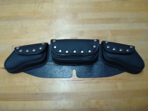 Pvc 3 pouch studded windshield bag for flht harley davidson