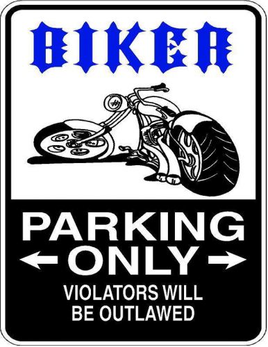 &#034;biker parking only&#034; metal sign- 9&#034;x12&#034; - free shipping (a)