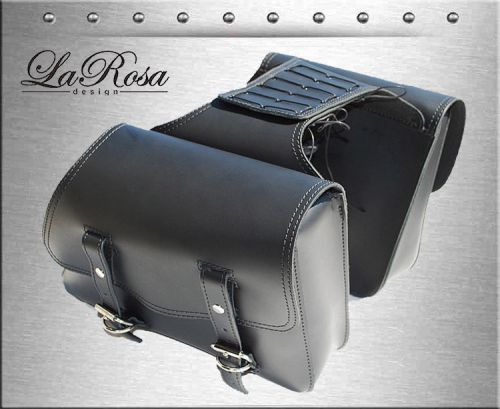 Larosa black cowhide leather universal harley sportster throw over saddlebags