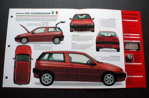 1998 alfa romeo 145 cloverleaf unique imp brochure &#039;98