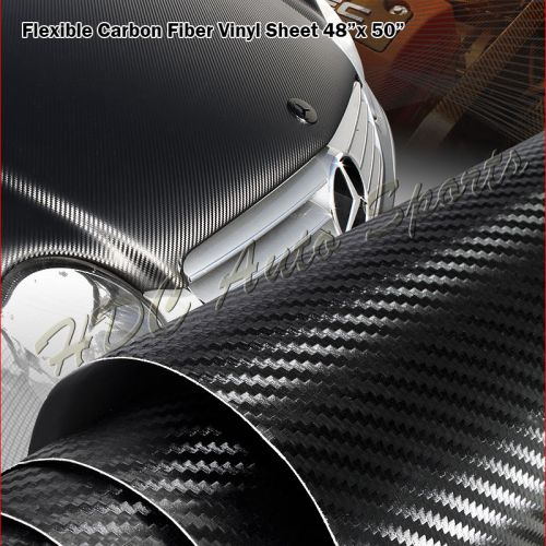 48&#034;x50&#034; black 3d texture carbon fiber vinyl wrap sheet sticker decal roll film