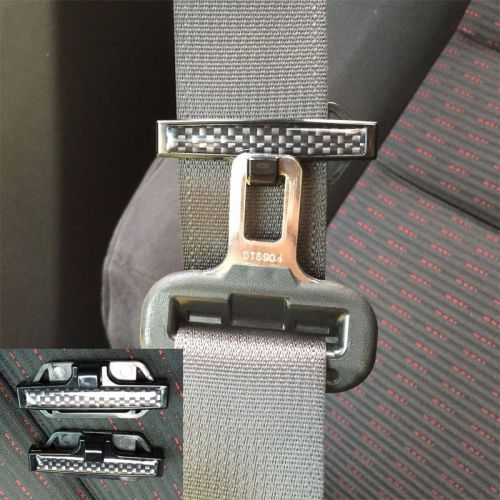 Pair universal carbon fiber car safety seat belt buckle alarm stopper clip clamp