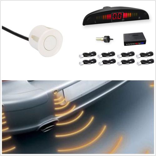 8 white plastic parking probe car astern radar sensors human voice alarm system