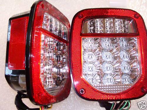 Jeep led tail lights tj cj yj clear lens pair 1974-2006