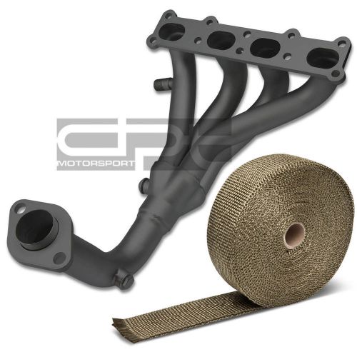 Stainless black manifold header for 01-03 mazda protege/5 2.0+titanium heat wrap