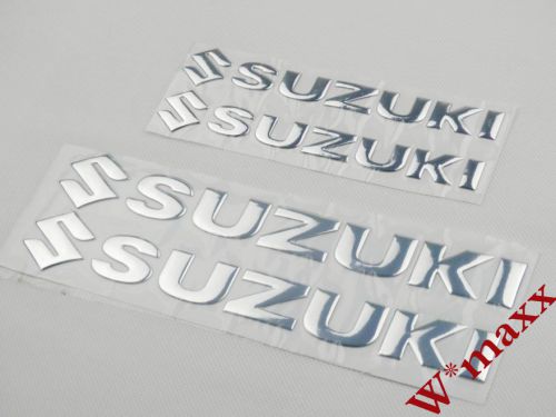 4x silver fairing fuel gas tank custom emblem badge decals for motorcycle suzuk