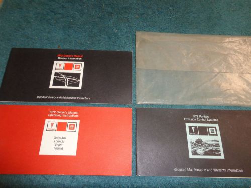 1972 pontiac trans am / firebird + owner&#039;s manual set++ original guide book set