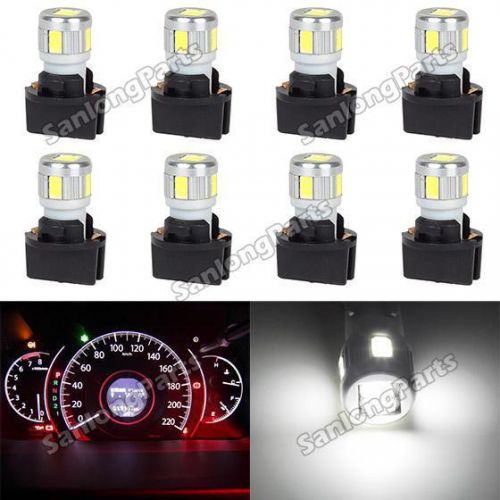 8pcs white 168 t10 instrument panel gauge cluster 5730 smd led w/ 194 holder