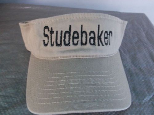 Tan adjustable cotton visor with black embroidered block &#034;studebaker&#034; - new !