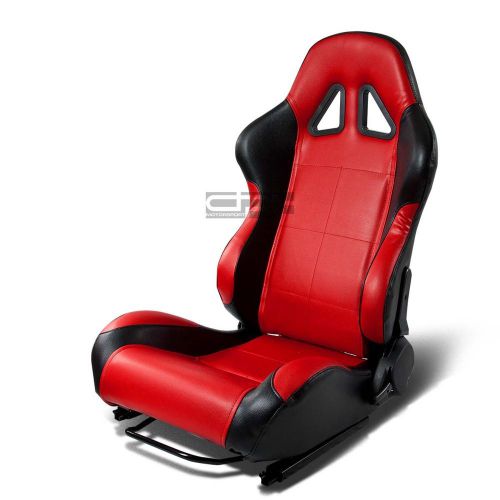 2 x red/black pvc leather sports racing seats+universal slider driver left side