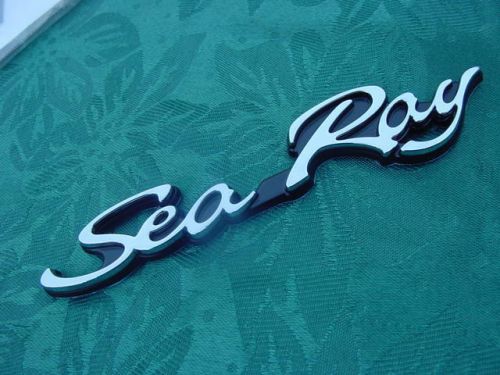 Sea ray emblem chrome dash script 5&#034; new  peel &amp; stick backing genuine brand new