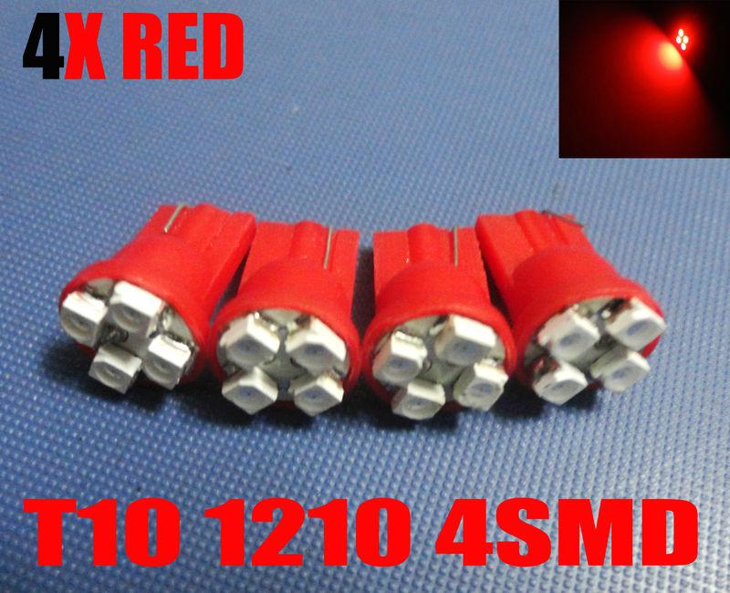 4pcs red 4smd t10 led license plate lights bulbs 168 184 192 655 w5w 904 #o2b