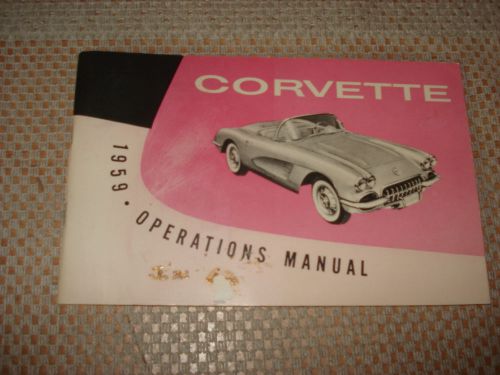 1959 chevy corvette owners manual glove box book