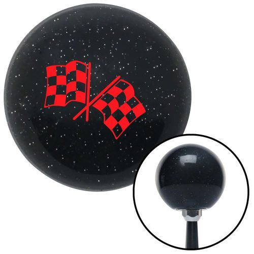 Red 2 checkered race flags black metal flake shift knob with m16x1.5