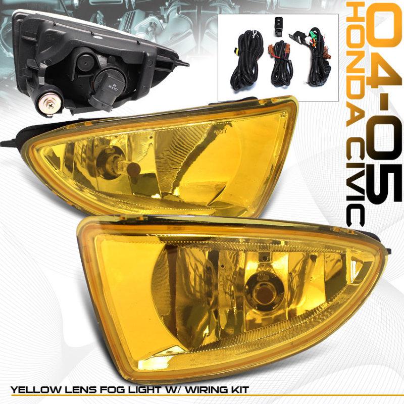 04 05 honda civic sedan 4dr  jdm style yellow fog lights lamps dx lx ex hybrid