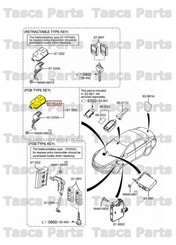 New oem keyless entry receiver 2009-2013 mazda 6 w/ fob type key #d651-67-5rzb