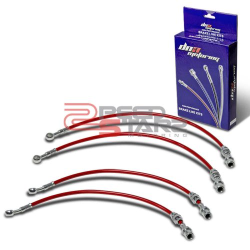 For 89-94 maxima j30 red pvc coated stainless hose brake line/cable front+rear