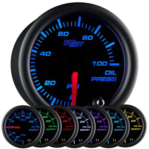52mm or 2 1/16&#034; glowshift black 7 oil pressure psi gauge w 7 led colors