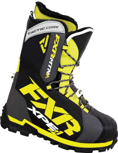 Fxr-snow tactic core insulated/waterproof boots, charcoal/hi-vis yellow, us-7