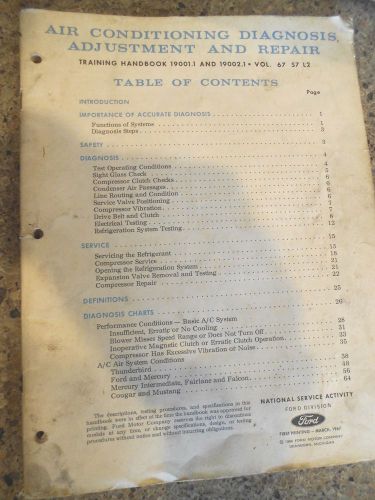 1967 ford training manual  on air conditioning diagnosis, adjustment and repair