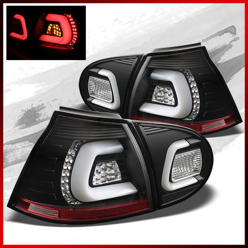 06-09 rabbit/gti/r32 black led tail lights built-in turn signal w/red light tube