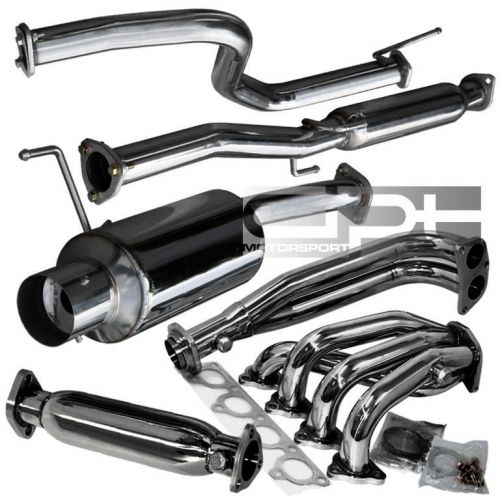 Honda civic hatch back stainless catback exhaust 4.5&#034;muffler tip+header+cat pipe