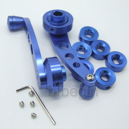 2x billet blue car window winder truck pickup set manual door handle cranks  new