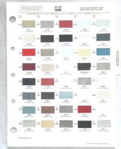 1986 volkswagen ppg color paint chip chart all models vw