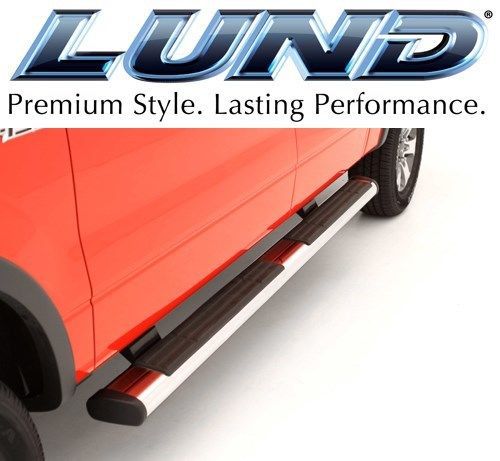 Lund 22368737 oval 6&#034; straight chrome step nerf bars 04-14 ford f150 crew cab