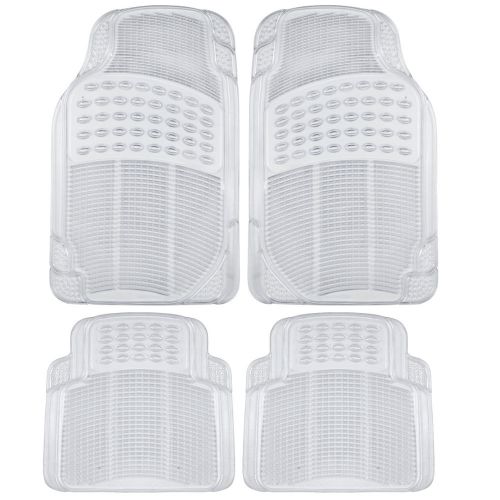 4pc transparent rubber car floor mats - heavy duty all weather clear front/rear