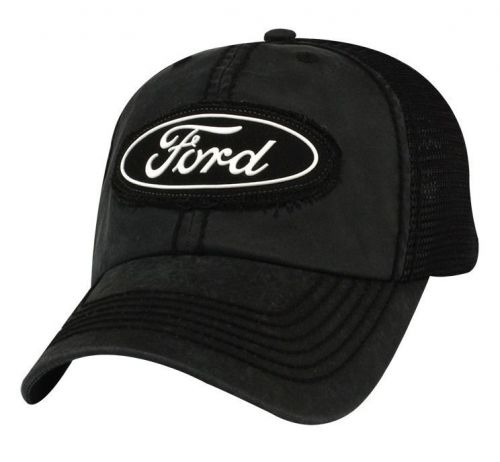 New official ford motor company wax cloth stone washed charcoal / black hat/cap!