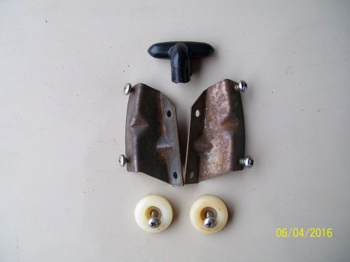 1955-56 ford front seat skirting brkts, seat back stops and seat adjusting knob