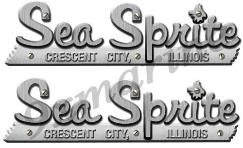 Two sea sprite boat remastered name plates for boat restoration project.