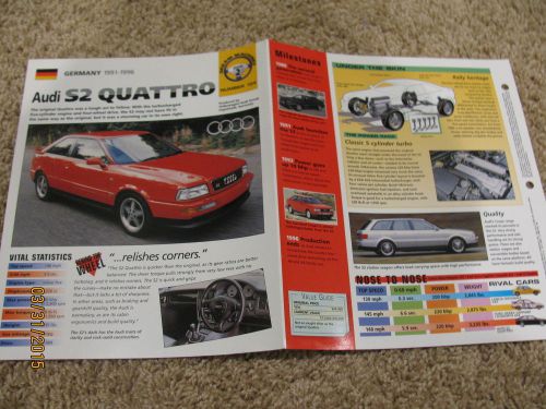 ★★ audi s2 quattro - collector brochure - spec sheet - photo 1991 - 1996 ★★