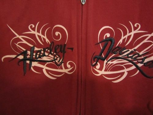 Harley-davidson women&#039;s activewear jacket hoodie winged graphic l large red nwt