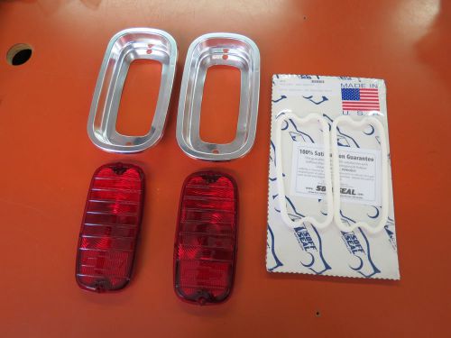 1960-1966 chevrolet truck fleetside tail lamp bezels with lenes and gaskets