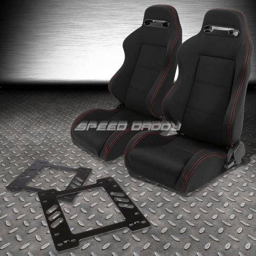 2x type-r black canvas bucket racing seat+slider+bracket for 78-88 monte carlo