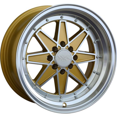 Xxr 538 15x8 4x100/4x114.3 (4x4.5) +0mm gold wheels rims 53858461gd