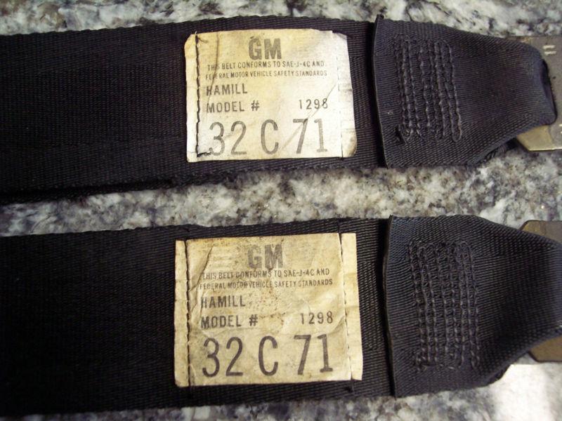 1964, 65, 66 chevrolet corvette original black seat belts set rcf-65 model# 1298